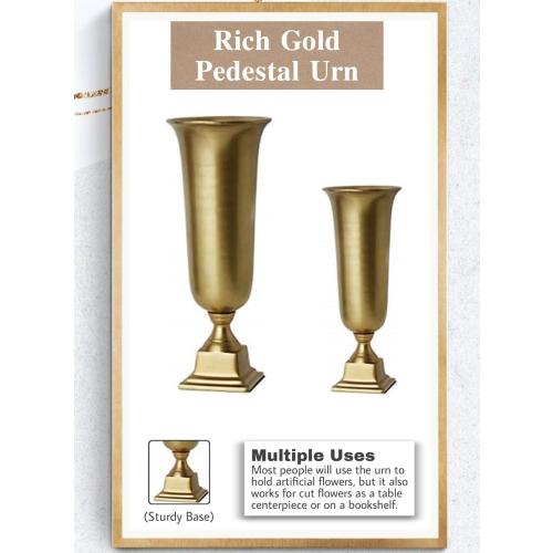 Serene Spaces Living 18-Inch Gold Pedestal Urn - Elegant Tapered Gold Vase for Flowers - Perfect as a Centerpiece for Home Decor, Weddings, Parties, and Events (Large- Pack of 1)