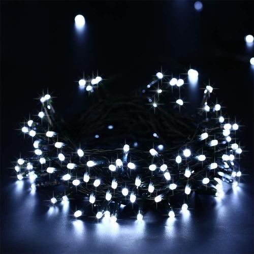 Joomer Battery Christmas Lights, 33ft 100LED Fairy Lights Battery Operated Timer 8 Modes Waterproof for Outdoor Home Garden Party Holiday Christmas Trees Decoration (White)