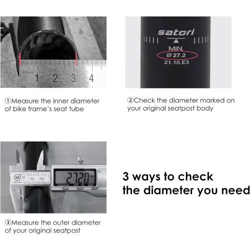 Bike Suspension Seat Post, 25.4 27.2 30.4 30.9 31.6mm, Bicycle Seatpost with Adjustable Absorber for MTB/e-Bike/BMX/Childrens Bike