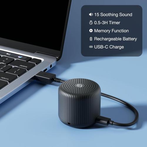 White Noise Machine Baby Portable Sound Machine,LEICEX Travel Sound Machine,15 Non-Looping Sound Timer and Memory Play, Mini White Noise Machine for Sleeping Office Travel （Black）
