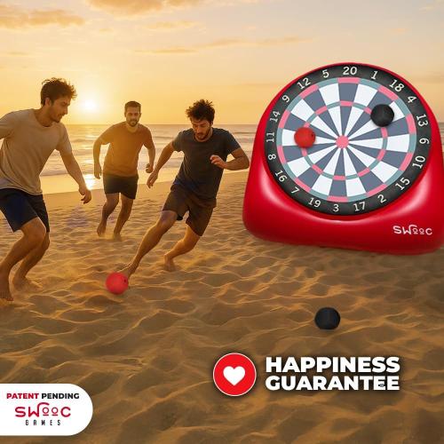 Swooc Games - Premium Inflatable Giant Kick Darts (15  Ways to Play) - Jumbo Soccer Dartboard with Air Pump - Big Carnival Games - Giant Outdoor Games - Oversized Dart Board Yard & Lawn Game
