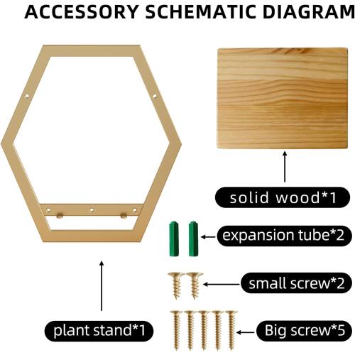 3 Pack Solid Wood & Heavy Duty Metal Wall Plant Stands,9inch Natural Wood Shelf, Boho Arch Hanging Planter for Indoor 25 LB Load for Plants, Flowers, Herbs Golden