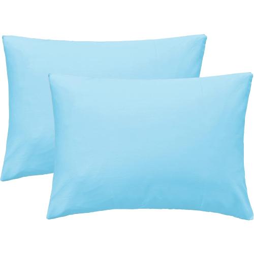 iMaylex Soft 100% Egyptian Cotton Zipper Closure Pillowcases, Cozy and Lightweight Pillow Case, Set of 2, Light Blue, Queen, 20 x 30
