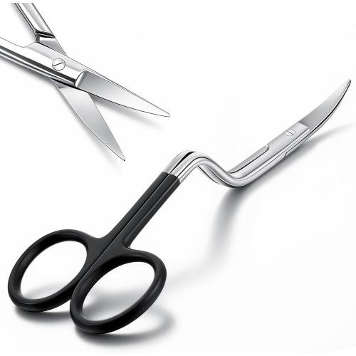 Double Curved Bent Handle Embroidery Scissor for Machine,Black