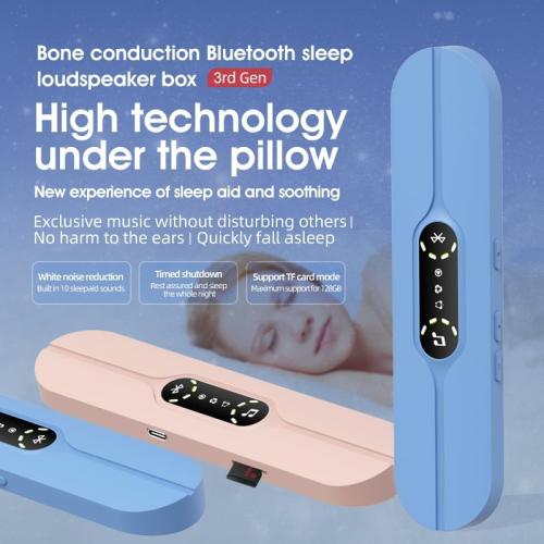 Under Pillow Speakers for Sleeping Bluetooth, Bone Conduction Technology, 3D White Noise Generator, Volume Control & Sleep Timer, Side Sleeper Friendly (Pink)