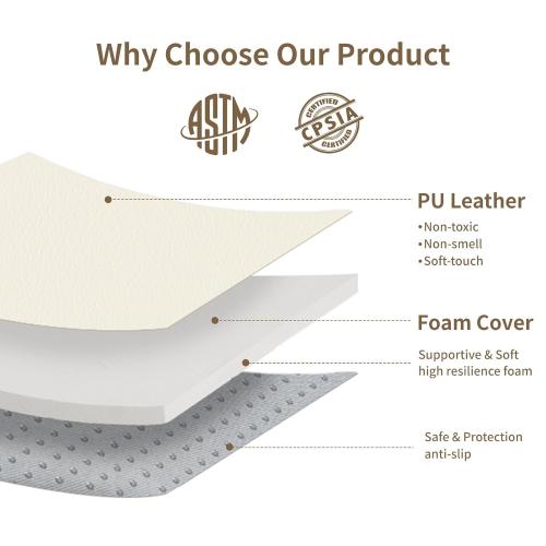 Large Vegan Leather Baby Play Mat for Floor,1.3Thick Foam 59x82 Foldable Waterproof Kids Play Mat,Stylish and Just Wipe-Clean Playmat for Baby Play on Floor (Beige)