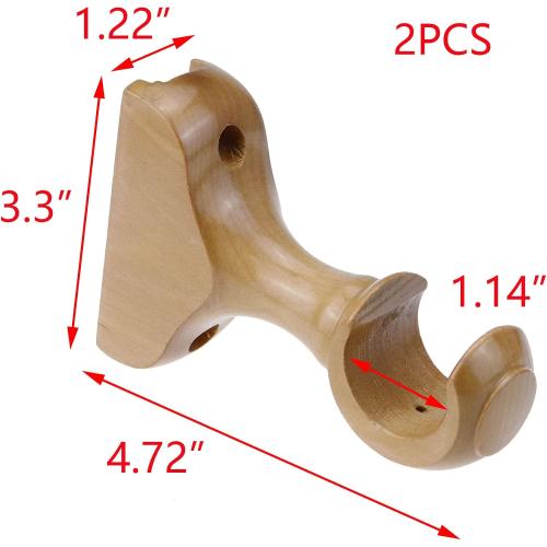 T Tulead Wooden Curtain Rod Bracket 29mm/1.14, 2PCS(Wood Color)