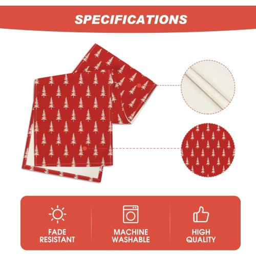 Artoid Mode Red Xmas Tree Christmas Table Runner, Seasonal Winter Kitchen Dining Table Decoration for Home Party Decor 13x72 Inch