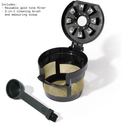 B - Perfect Grind Programmable Single-Serve Coffee Maker with Built-In Grinder, Fresh Ground Brewing, Touch Controls, Reusable Filter, Compact Countertop Design (Sage Green)