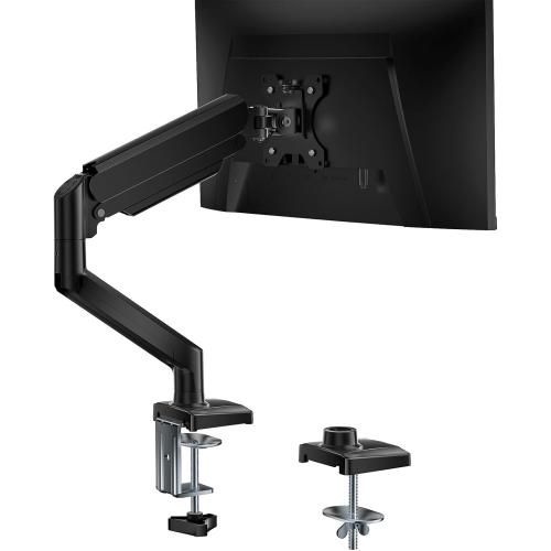 WALI Single Monitor Mount, Gas Spring Monitor Arm for 17-34 inch Screens, Adjustable Computer Monitors Stand up to 26.4lbs, with Clamp and Grommet Base, Mounting Holes 75 and 100mm (GSMP001N), Black