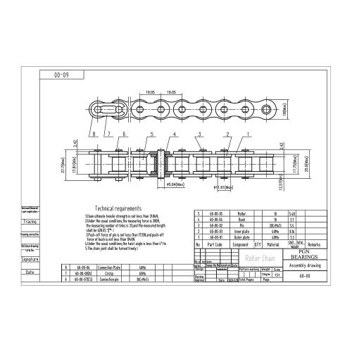 PGN #60 Roller Chain - 10 Feet   2 Free Connecting Links - Carbon Steel Chain - 159 Links