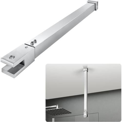 Shower Door Support Bar, Stainless Steel Glass to Ceiling Rod 18.2-31.7 (462mm-805mm), for Fix 5/16 (8mm) to 3/8 (10mm) Frameless Shower Glass Panel, Polished Chrome