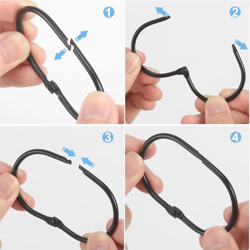 Goowin Shower Curtain Rings, 12 Pcs Shower Curtain Hooks, Oval Snap Shower Rings for Curtain, Metal Black Shower Curtain Rings Rust Proof, Glide Smoothly Shower Hooks for Shower Curtain Rod (Black)