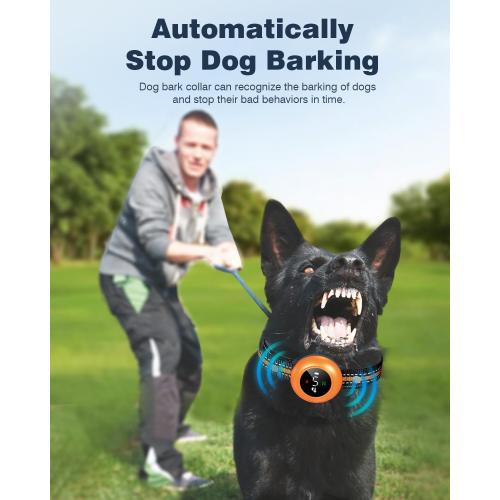 2-in-1 Dog Shock Collar & Dog Bark Collar - Smart Anti Barking Dog Training Collar with 5 Adjustable Sensitivity & 3300FT Remote for All Breeds IP67 Waterproof Rechargeable E-Collar (Orange)