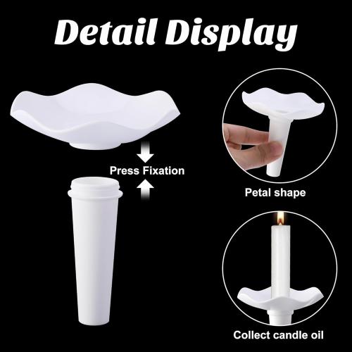 EBaokuup Reusable Candle Drip Protectors,Detachable Plastic Candle Holders with Wax Catcher,Candle Bobeches for Church Vigil Christmas Eve Wedding Party Tapers Candlesticks