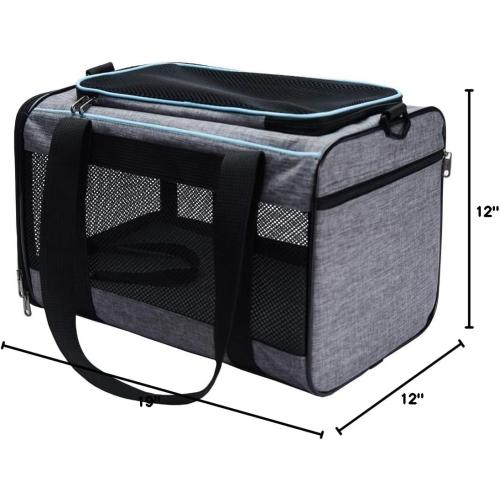 19x12x12 Inches GREY Vceoa Cat, Dog Carrier for Pets Up to 22 Lbs, Soft-Sided Cat Bag Animal Carriers Travel Puppy Carry As a Toy of Fabric Pet Home