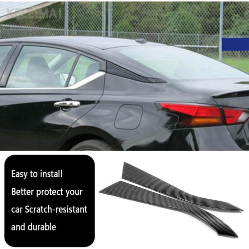 Black Car Accessories Fit for Nissan Altima 2019 2020 2021 2022 2023 2024 2025 Rear Beveled Window Louver Shutter Strips Cover Trims (Carbon Fiber Style) 2PCS ABS