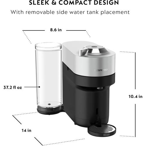 Nespresso Vertuo Pop  Deluxe by De'Longhi with Aeroccino, Silver