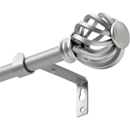 Luvenia Silver Decorative Curtain Rods,Adjustable Curtain Rod For Windows 30 to 60 Inch(2.5-5Ft),Curtain Rod For Bedroom, Living Room,Kitchen,Farmhouse