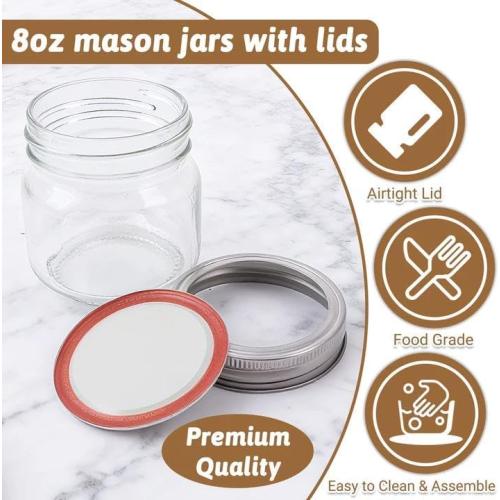 STARSIDE 8oz Glass Mason Jars 30-Pack with Airtight Split Lids and Bands