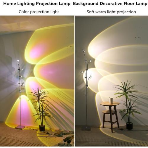NKU Sunset Floor Lamp Projector 5 Head Multi Head Floor Light with Replaceable Filters Ambient Mood Lighting for Bedroom, Living Room 72in Chrome Unique Modern Colorful Sunset Lamp with Halo Effect