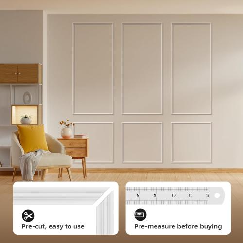 Peel and Stick Premade Wall Molding Kit 3 Set, Ready-to-Assemble Wainscoting Panels Frame for Interior Wall Decor, Molding Trim for Living Room Bedroom Corridor Home Accent Walls Panel