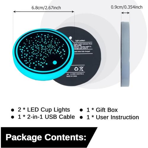 2PCS LED Car Cup Holder Lights, Light up Car Coasters for Cup Holders