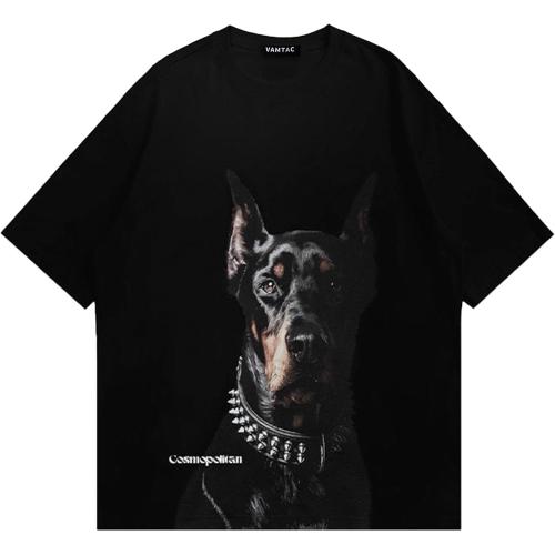 Vamtac Mens Oversized Doberman Graphic Tees Shirt Casual Summer Tops Streetwear Aesthetic T-Shirt Unisex