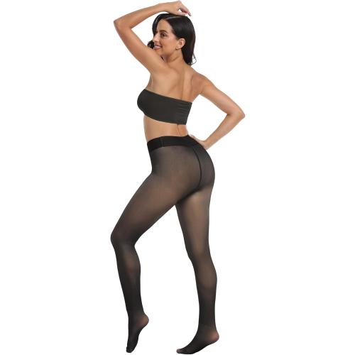 CHRLEISURE Women's Fleece Lined Tights - Fake Sheer Warm Pantyhose Thick Winter Leggings medium