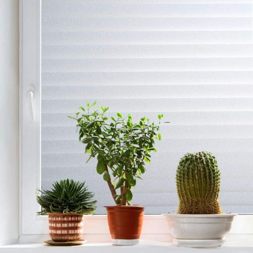 Mangobox Privacy Window Film, Non Adhesive White Strips Vinyl Glass Film,Faux Shutter Blinds Looking Static Cling Glass Covering for Home Office Security Protection UV Blocking(35.4x118 inches)