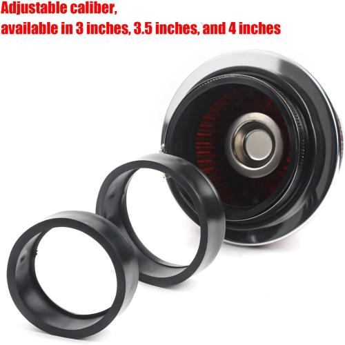 Universal Clamp-On Air Filter Fits 3 In /3.5 In /4 In Three Different Size, Height: 2.625 In, Base 6 In, Top 4.75 In, High Flow Round Tapered Washable For Car and Motorcycle