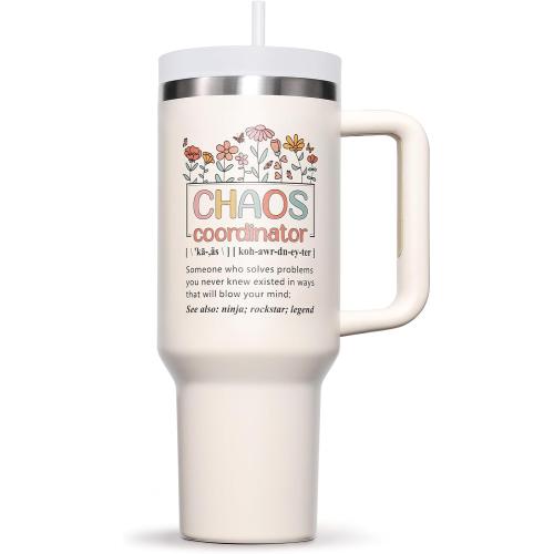Chaos Coordinator Gifts, Christmas Thank You Gifts for Women, 40 OZ Tumbler Office Gift for Coworker Employee Manager Boss Lady Teacher Nurse Appreciation Retirement Birthday Gift, Insulated Cup