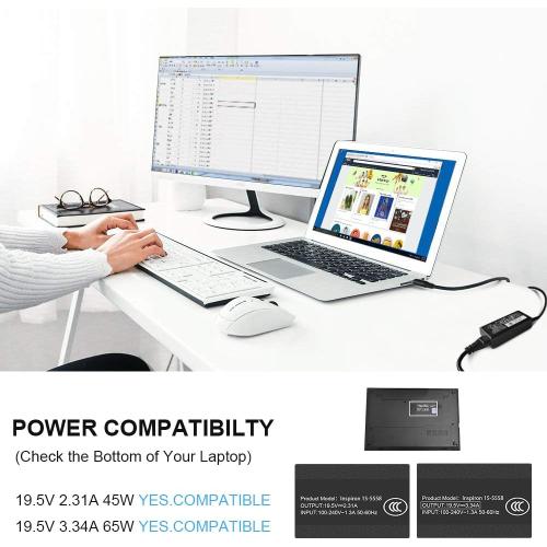 Ostrich Charger Compatible with Dell Laptop Computer 65W 45W Round Tip Power Adapter