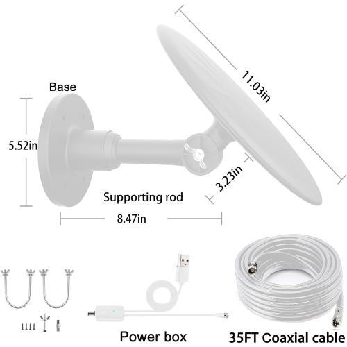 Omni Directional TV Antenna Outdoor, Outdoor Antenna for Smart TV, 720° Long Range Reception Digital HD Signal, with Super Signal Booster, for Attic/Camping/RV/Boat, 2026 Latest (White, XLL)