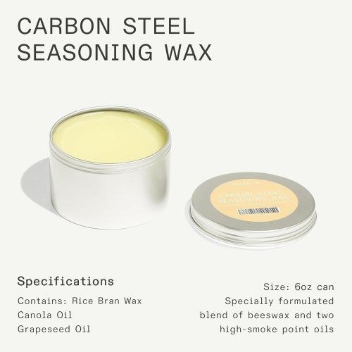 Made In Cookware - Carbon Steel Seasoning Wax (6 Oz) - Crafted in Canada - Rice Bran Wax, Canola Oil and Grapeseed Oil