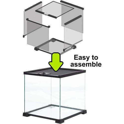 REPTIZOO Small Glass Tank 8 Gallon, Top Opening Terrarium 12 x 12 x 12 Leopard Gecko Tarantula Young Lizard Hermit Crab Frog Insects Breeding Tank