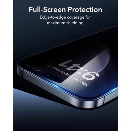 ESR 3 Pack for iPhone 17 Pro Privacy Screen Protector, Anti-spy Tempered-Glass Privacy Screen Protector with Easy Installation Tool, Micro-Curved Edges, Case Friendly
