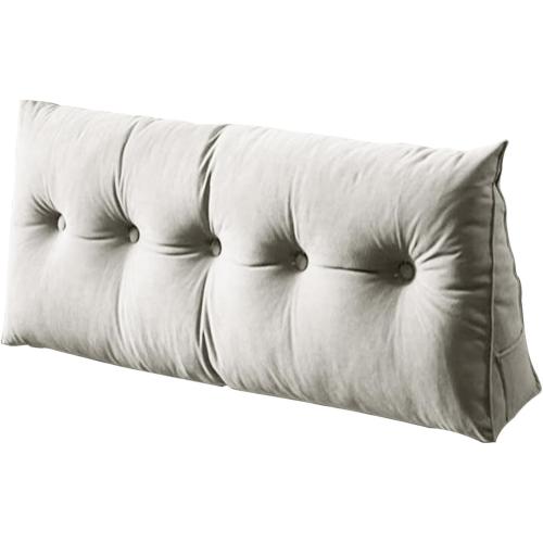 Grey Wedge Pillow Headboard – Backrest Cushion, Reading and Sitting Pillow for Comfort, Ergonomic with Supportive Design, Ideal for Sleeping, Working, Travel, Bedroom, Living Room
