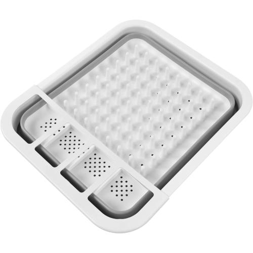Foldable Dish Rack for Dinnerware Storage, Portable Bowl Spoon Chopsticks Organizer Drainer, Collapsible Dish Drying Rack Cutlery Storage