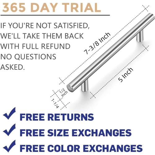 30 Pack | Cabinet Pulls Brushed Nickel Stainless Steel Kitchen Drawer Pulls Cabinet Handles Hole Center with Mounting Template