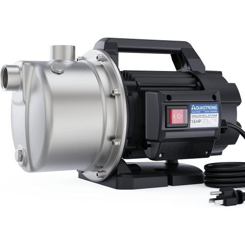 Aquastrong 115V Shallow Well Garden Pump, Stainless Steel, 1320 GPH, Water Transfer Draining Irrigation Sprinkler Pump, for Lawn,Garden,1.6 HP Portable