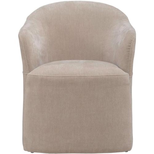 Accent Dining Chair with Castors - Squared Arm - Upholstry