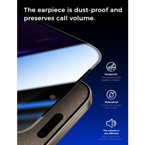 MAGIC JOHN 2 Pack for iPhone 15 Pro Max 6.7 inch Privacy Glass Screen Protector, Auto Dust-Elimination Installation, Bubble Free, Easy Installation
