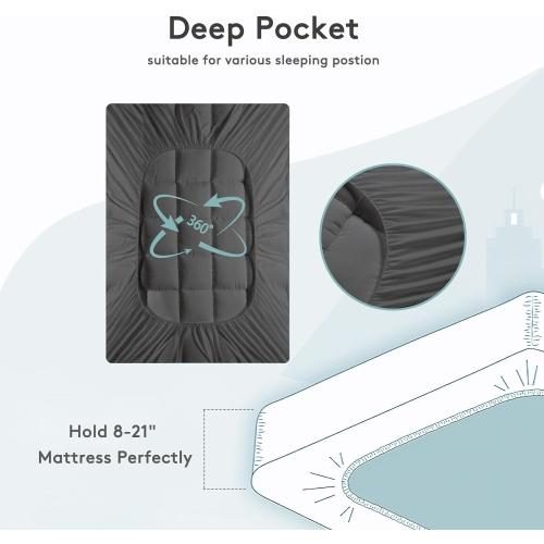 SameBed Mattress Topper Full XL,Extra Thick Mattress Pad Cover for Back Pain,Cooling Mattress Protector with 8-21 Inch Deep Pocket,Overfilled Down Alternative Filling,Grey