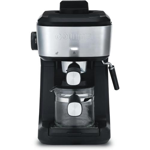 Gourmiia 4-Shot Steam Espresso Maker, Compact Espresso Machine, Cappuccino & Latte Maker with Frothing Wand, Glass Carafe, Coffee Maker Brews with Steam❗MAY HAVE MISSING PIECES/NEEDS CLEANING ❗