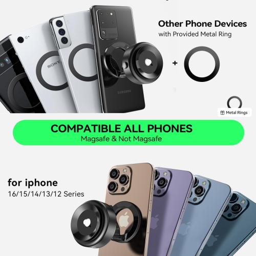 Electric Magnetic Car Phone Holder, 360 Rotation Vacuum Suction Cellphone Mount Foldable Car Mount Stand for iPhone12-16,Mirror/Glass/Screen/Smooth Surface (Not Charge Phone)