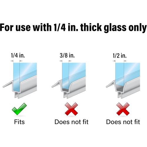 Prime-Line M 6256 Frameless Shower Door Bottom Seal for 1/4 in. Thick Glass Doors, Dual Flap and 45 Degree Drip Guard, 36 in., Clear Vinyl (Single Pack)