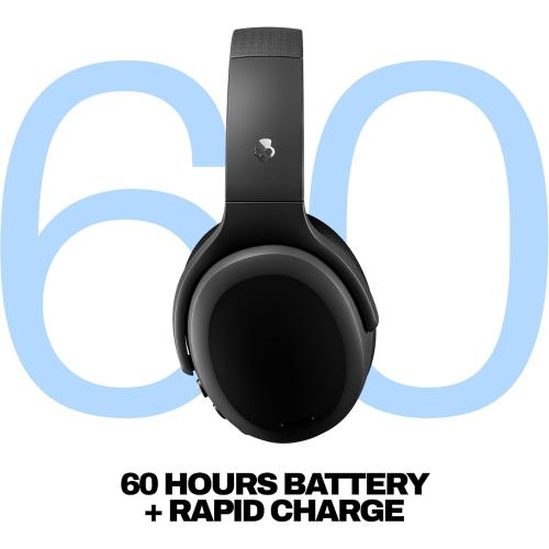 Skullcandy Crusher ANC 2 Wireless Over-Ear Bluetooth Headphones with Multi-Sensory Bass, Active Noise Cancelling, Up to 60 Hours Battery, Microphone for iPhone Android - True Black