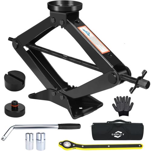 Car Jack - 3 Ton (6,600 lbs) Scissor Jack for Tesla Model Y, 3, X, S, Universal Emergency Kit with Pucks/Pads, Lug Wrench, Tire Changing Kit for Car, Sedan, SUV, MPV