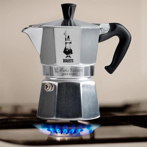 Bialetti Moka Express Iconic Italian Stovetop Espresso Maker 6 Cups, Aluminium, Silver
